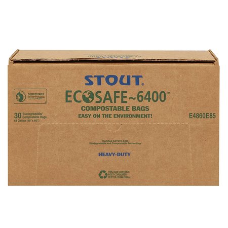 STOUT BY ENVISION 64 gal Trash Bags, Green, 48 PK E4860E85